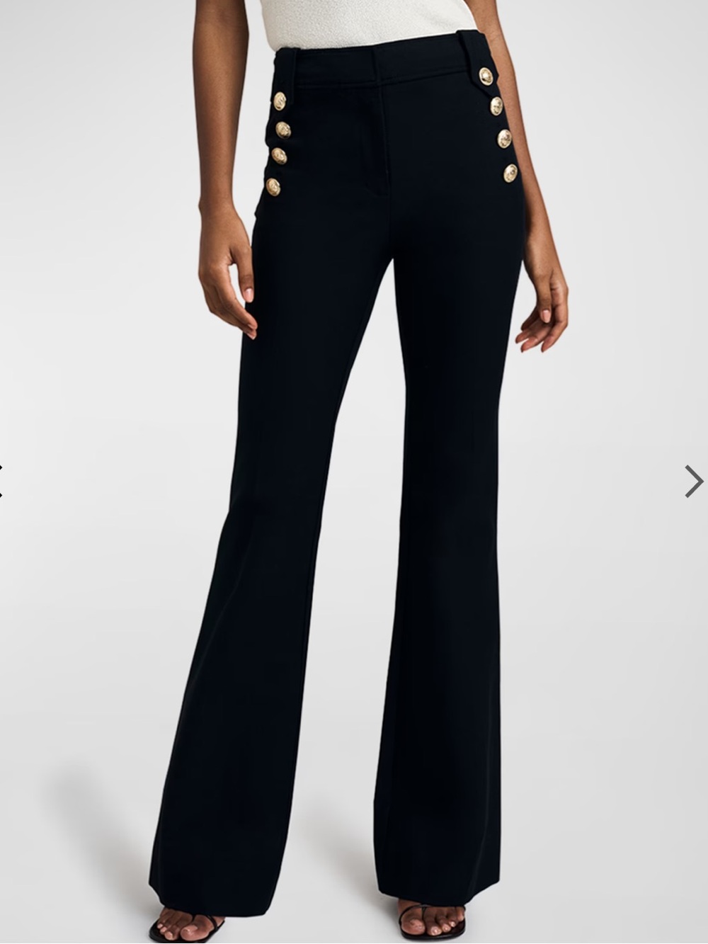 Derek Lam Robertson Black Flared Sailor-Button Pants